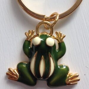 J. Crew Green and Gold Frog Keychain